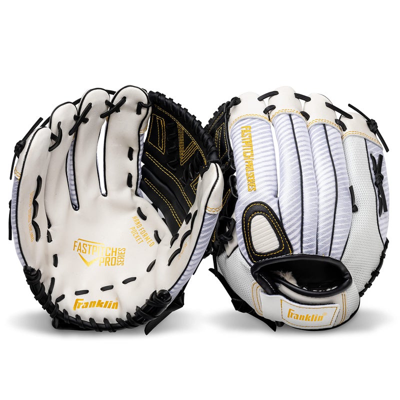 Franklin Sports Fastpitch Softball Glove - Fastpitch Pro - Adult and Youth Softball Mitt - Infield and Outfield - Left Handed Glove - White/Gold - 13" Lefty - Image 3